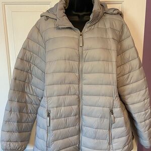 St. John’s Bay light gray Packable hooded puffer jacket